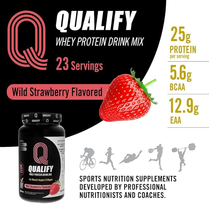 Strawberry Protein Powder Shake, Whey Protein Powder Post Workout Recovery Drink, Gluten Free, Sugar Free, Highly Kosher, 25g Protein, 5.6g BCAA, 1.65lb