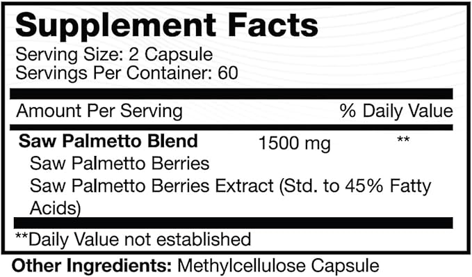 Saw Palmetto, 1500 mg, 120 Capsules, Plus Extract for Women and Men