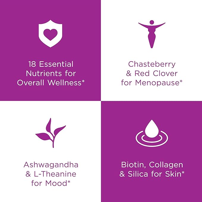 Hyland's Rock On Menopause + Youthful Skin Care Multivitamin for Women with Immune Support - 60 Capsules - Menopause Relief for Women with Biotin, Collagen, and Red Clover (Pack of 2)