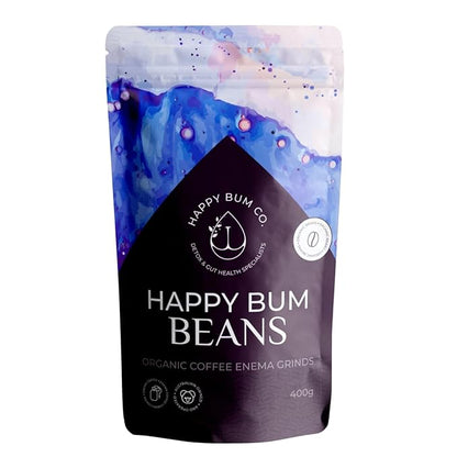 Happy Bum Coffee Enema Beans | Medium Roast Enema Coffee Organic Detox with Higher Palmitic Acid, Mold-Free and Low Acidity for Gentle Detox and Gut Health (400g)