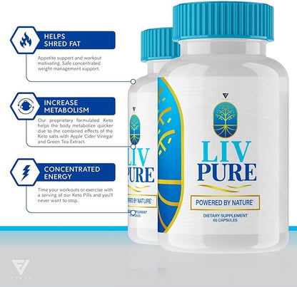 Fyvus (3 Pack) Liv Pure Capsules Liver Detox Weight Loss Pills, LivPure Supplement - Live Cleanse Product Supplements, LivePure Diet Hydration Reviews Pur Health Support (180 Capsules)