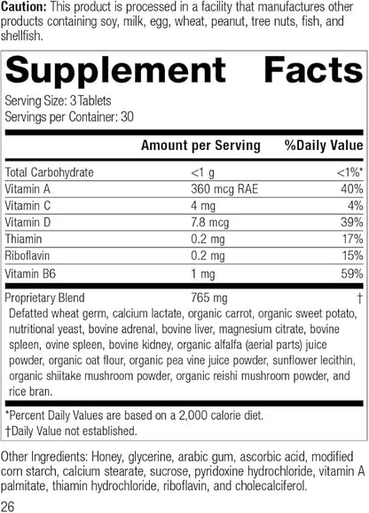 Standard Process Catalyn - Whole Food Foundational Support for General Wellbeing with Vitamin D, Vitamin C, Vitamin A, Thiamine, Riboflavin, Vitamin B6, Magnesium Citrate, and More - 90 Tablets