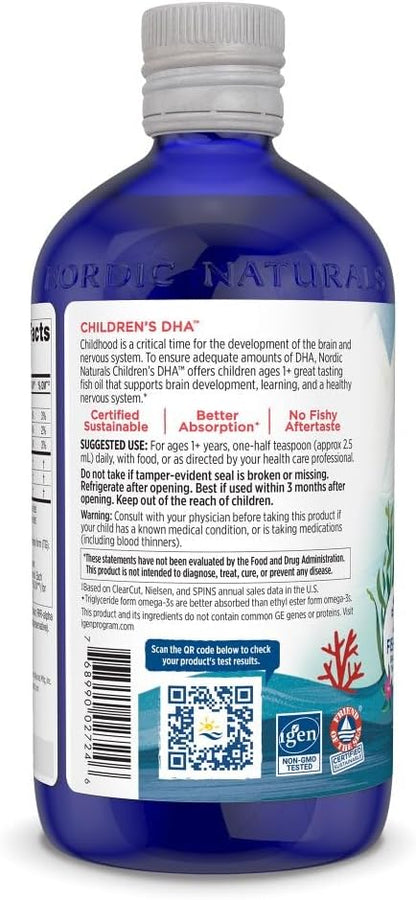 Nordic Naturals Children’s DHA, Strawberry - 16 oz for Kids - 530 mg Omega-3 with EPA & DHA - Brain Development & Function - Non-GMO - 192 Servings
