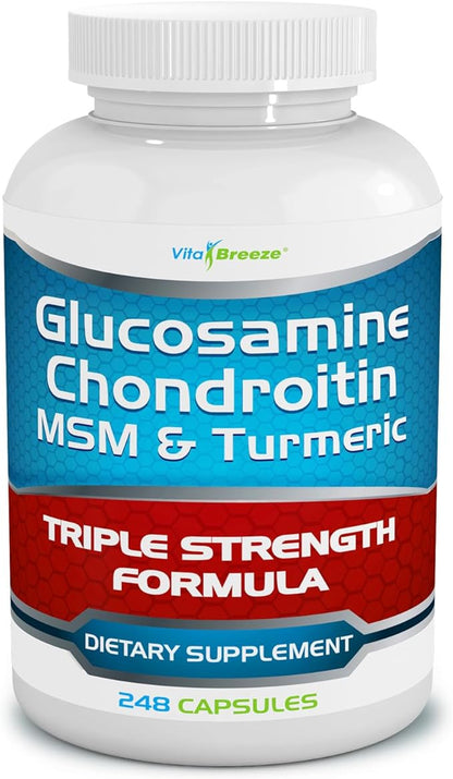 Glucosamine Chondroitin, MSM & Turmeric Dietary Supplement - 248 Capsules