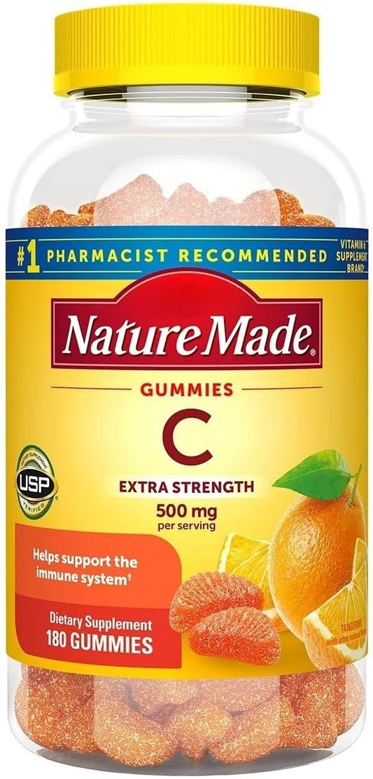 Nature Mades Extra Strength Vitamin C 500mg Adult Gummies, 180 Count Bundle, Immune Health and Antioxidant Support, 90 Day Supply