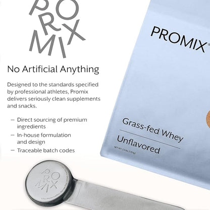 Promix Whey Protein Powder, Unflavored - 2.5lb Bulk - Grass-Fed & 100% All Natural - ­Post Workout Fitness & Nutrition Shakes, Smoothies, Baking & Cooking Recipes - Gluten-Free & Keto-Friendly