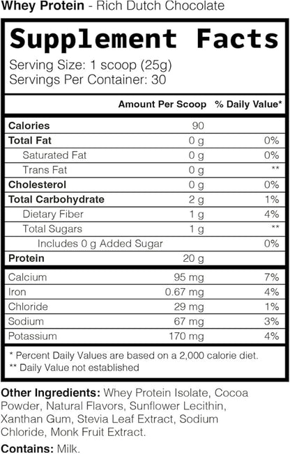TRULEAN Whey Protein Powder - 20g of Whey Isolate Protein Powder, Zero Artificial Sweeteners & Flavors, Gluten & Soy Free, Non GMO - Rich Dutch Chocolate (30 Servings)