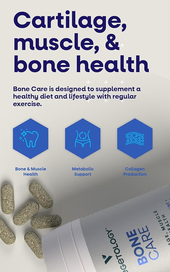 Bone Care Bone Health Supplements - Phytodroitin, Glucosamine, Vitamin D3 K2 & Calcium Supplement – Cartilage, Muscle & Joint Support Supplement – Vegan Bone Strength (60 Count)