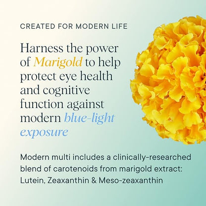 Ora Organic Plant Based Multivitamin for Women and Men, Bluelight Protection - Brain, Eye, Energy, Immune, Skin, Hair, Heart, and Bone Health Support, 60 Vegan Capsules