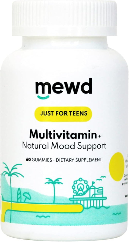 MEWD Teen/Kids Daily Multivitamin Gummy with Natural Mood Enhancer,Vegan,Immune System Booster Supplement,Kids Vitamin with Iron,Zinc,Gluten Free-Focus Vitamin for Kids-Brain Health-Made in USA