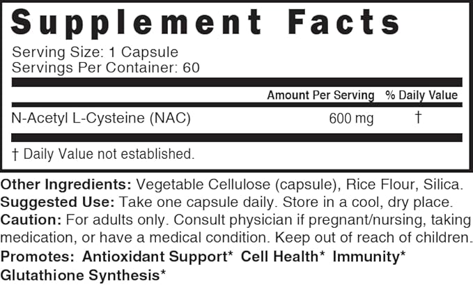 Nature's Fusions NAC Supplement N-Acetyl Cysteine - NAC 600 mg - Anti Aging Supplement, Antioxidant Supplement, Liver and Lung Support, Boost Glutathione - N Acetyl Cysteine (60 Capsules)