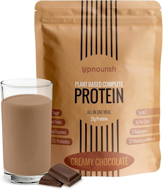 UpNourish Chocolate Vegan Protein Powder 54 Superfoods Powder,1.5 Billion CFU Probiotics 21g Plant Based Protein,No Sugar No Dairy No GMO Dairy Free,Meal Replacement Shake, Low-Carb Diet,15 Servings