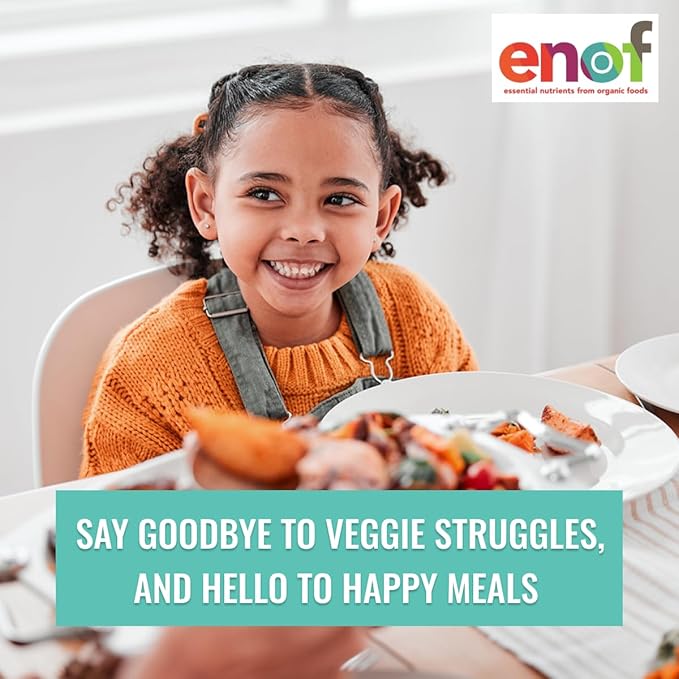 ENOF Organic Fruit & Vegetable Powder Supplement Kids & Adults, 10 Clean Ingredients, Strawberry, Spinach & More, Gluten-Free Non-GMO, 1 Mo. Supply