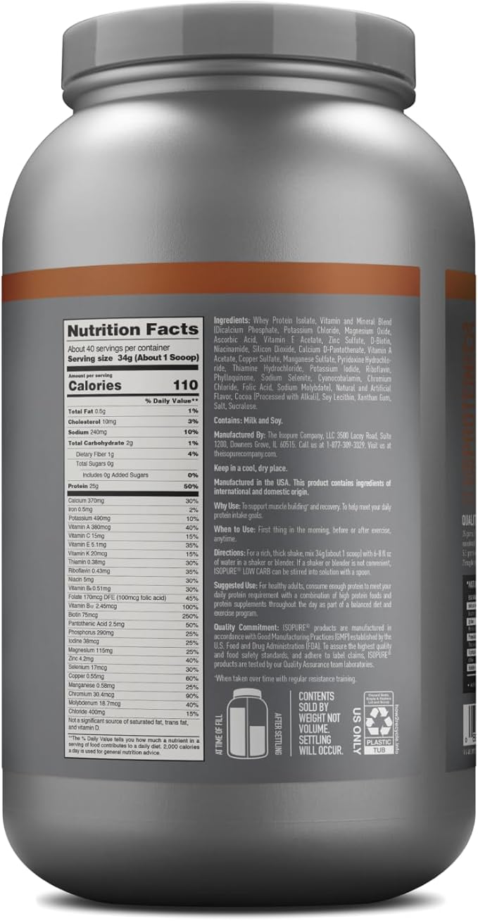 Isopure Protein Powder, Low Carb Whey Isolate with Vitamin C & Zinc for Immune Support, 25g Protein, Keto Friendly, Chocolate Peanut Butter, 40 Servings, 3 Pounds (Packaging May Vary)
