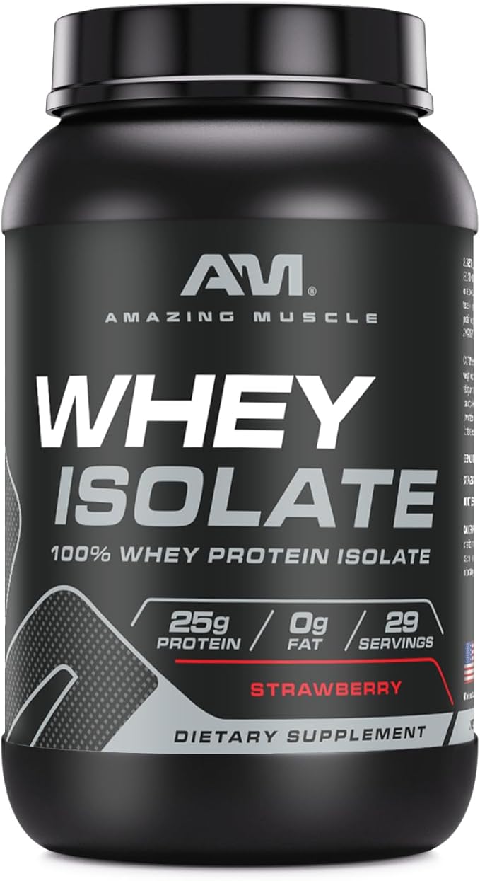 Whey Protein Isolate Powder | 25 Grams Protein Per Serving | 100% Whey Isolate | Zero Fat | Made in USA (2 Lb, Strawberry)