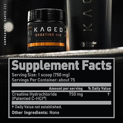 Kaged Creatine HCl Capsules | Unflavored | Muscle Building and Recovery Supplement | Patented Formula | Highly Soluble | Powder in Pill Form | 75 Servings