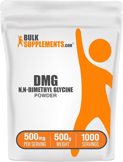 BulkSupplements.com DMG HCl Powder - N,N-Dimethylglycine HCl, DMG Supplements, DMG 500mg, DMG Dimethylglycine Powder - Gluten Free, 500mg per Serving, 500g (1.1 lbs) (Pack of 1)
