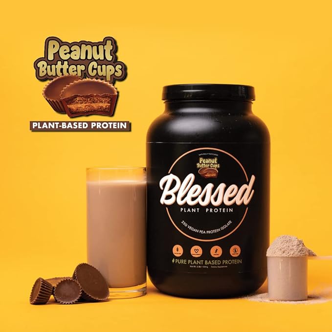 Blessed Vegan Protein Powder - Plant Based Protein Powder Meal Replacement Protein Shake, 23g of Pea Protein Powder, Dairy Free, Gluten Free, Soy Free, No Sugar Added, 30 Servings (Peanut Butter Cup)