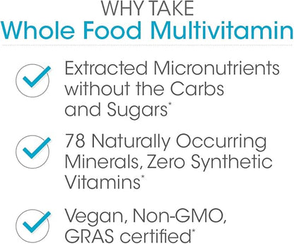 Silver Fern Whole Food Daily Multi Vitamin w/Trace Mineral Blend Supplement - 2 Bottles - 60 Vegicaps Each - 60 Day Supply - Natural, Non-GMO, Vegan, Multivitamin for Men & Women - Zero Synthetics