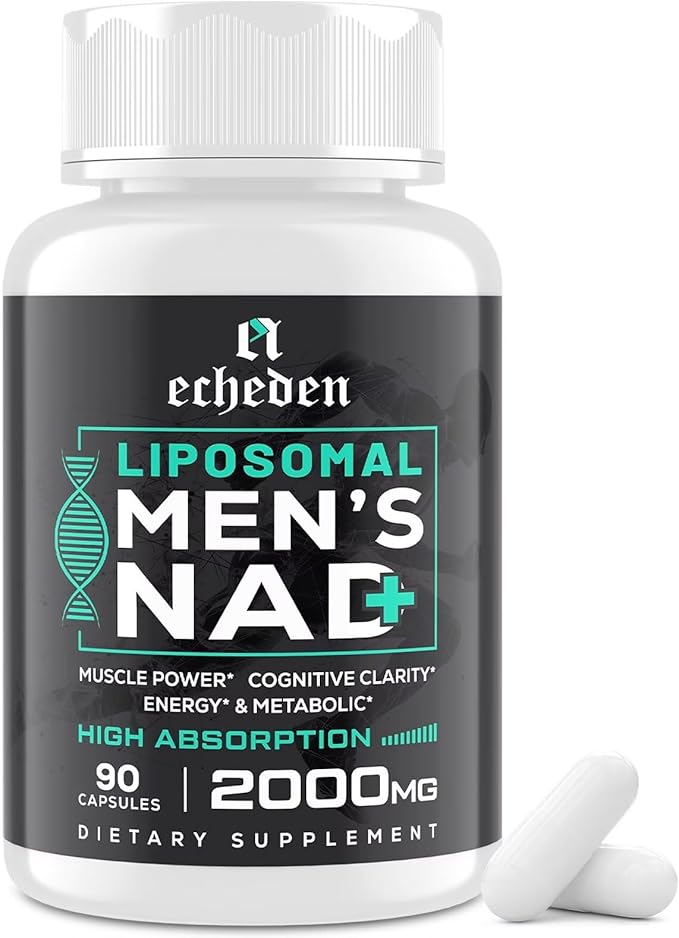 2000MG NAD+ Supplement for Men, Liposomal NAD+ for Cellular Energy, Brain, Muscle, Repair, 5-in-1 Formula NAD+, 99% Absorption, NAD+ Supplement Pure Organic, Made in USA, 90 Vegan Capsules