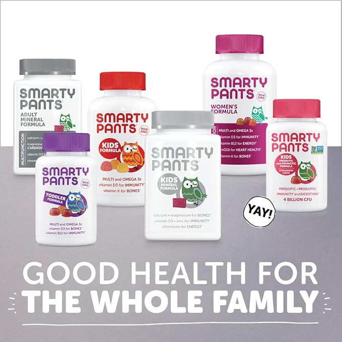 SmartyPants Kids Mineral Chews: Magnesium Citrate & Calcium Supplement with Vitamin D3, Vitamin C, Vitamin K2, Zinc & Selenium for Immune Support, 60 Count (30 Day Supply)