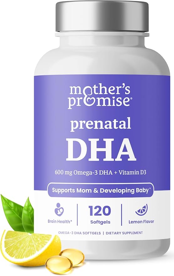 Prenatal DHA for Women 600mg + 400 IU Vitamin D3 | 120 Softgels | Supports Brain Health | Triglyceride Omega 3 Fish Oil DHA Prenatal Vitamins for Pregnancy & Nursing | 300mg per Capsule