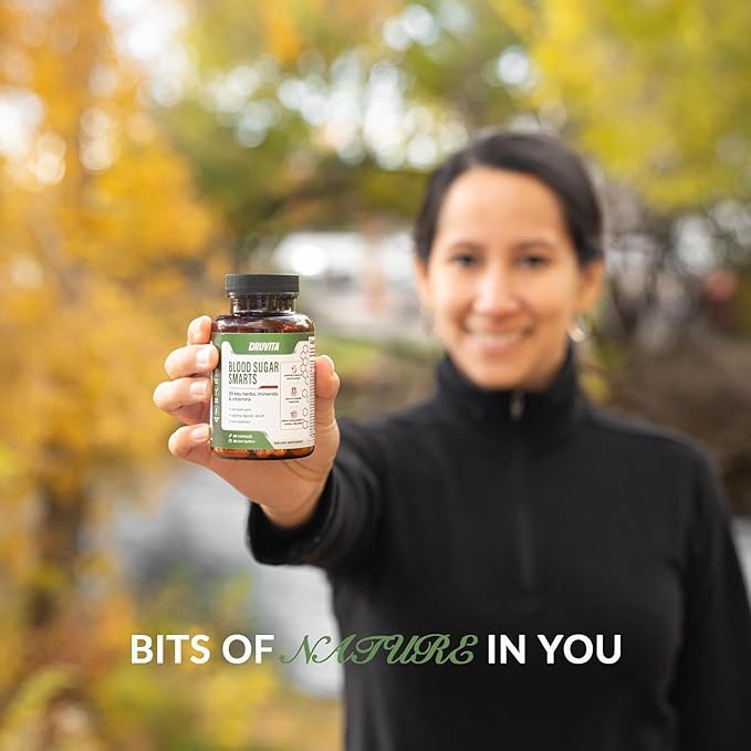 Blood Sugar Smarts Dietary Supplement 20 Key Herbs, Minerals & Vitamins with Chromium, ALA, Cinnamon & Bitter Melon for Men Women Non-GMO Natural (60 Capsules + 1 Portable Container)