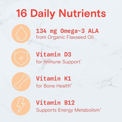 SmartyPants Organic Kids Multivitamin Gummies: Omega 3 (ALA), Vitamin D3, C, Vitamin B12, B6, Vitamin A, K & Zinc for Immune Support, Vegetarian, Three Fruit Flavors, 120 Count (30 Day Supply)