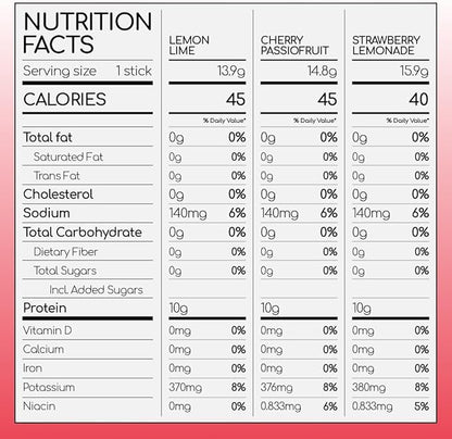 Electrolyte Powder Packets with 10g Protein & Collagen | Hydration Packets - Zero Sugar, NO Fillers, NO Carbs | Cherry Passionfruit | 45 Calories | Keto & Paleo | Pack of 15