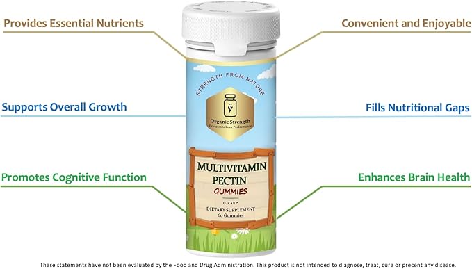 Kids' Multivitamin Pectin Gummies: Fueling Young Minds and Bodies with Two Months of Supply! 100% Biotin Daily Intake, Vitamin B12, B6, B5, A, C, D, Iodine Rich (60 Count)