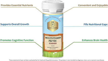 Kids' Multivitamin Pectin Gummies: Fueling Young Minds and Bodies with Two Months of Supply! 100% Biotin Daily Intake, Vitamin B12, B6, B5, A, C, D, Iodine Rich (60 Count)