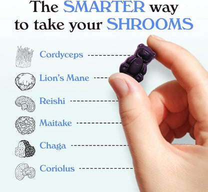 Gruns Nutrops, Sugar-Free Functional Nootropics Mushroom Gummies, Herbal Brain Supplement Gummy for Energy, Brain Health, Mood & Focus - Cordyceps, Lions Mane, Reishi, Maitake, Chaga & Coriolus Blend