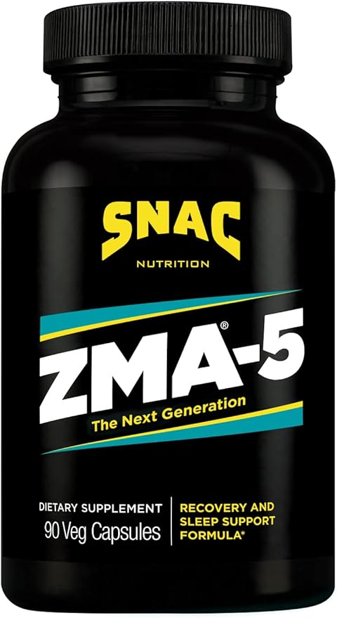 SNAC ZMA-5 Sleep Aid Supplement, Promote Muscle Recovery & Growth, Immune Support, & Restorative Sleep with Zinc, Magnesium & 5-HTP, Post Workout, Before Bed ZMA Supplements 90 Veggie Capsules