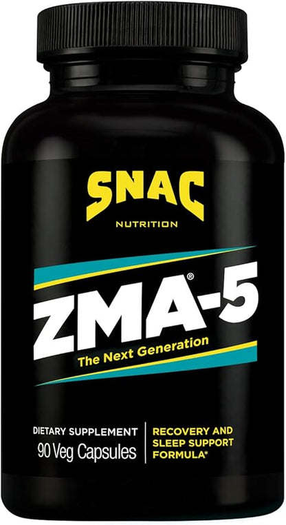 SNAC ZMA-5 Sleep Aid Supplement, Promote Muscle Recovery & Growth, Immune Support, & Restorative Sleep with Zinc, Magnesium & 5-HTP, Post Workout, Before Bed ZMA Supplements 90 Veggie Capsules