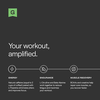 Gainful Pre Workout Powder with Caffeine, L Theanine, L Citrulline, Beta Alanine, BCAA's, Energy & Muscle Support, Watermelon, 14 Servings