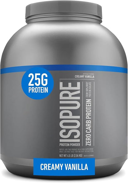 Isopure Protein Powder, Zero Carb Whey Isolate, Gluten Free, Lactose Free, 25g Protein, Keto Friendly, Creamy Vanilla, 4.5 Pound (Packaging May Vary)