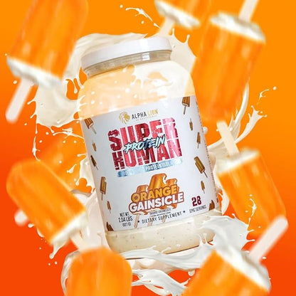 ALPHA LION Superhuman Whey Protein Powder, Great Tasting Pure Whey Protein Isolate, Low Carb, Low Sugar, No Bloat Post Workout, Muscle Recovery & Growth (28 Servings, Orange Gainsicle)