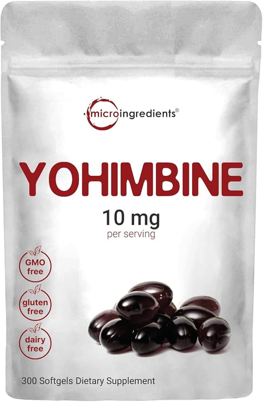 Double Strength Yohimbine Supplements for Men and Women, 10mg Per Serving, 300 Softgels, Yohimbine HCL with Virgin Sunflower Seed Oil for Better Absorption, Supports Energy Production, African Raw