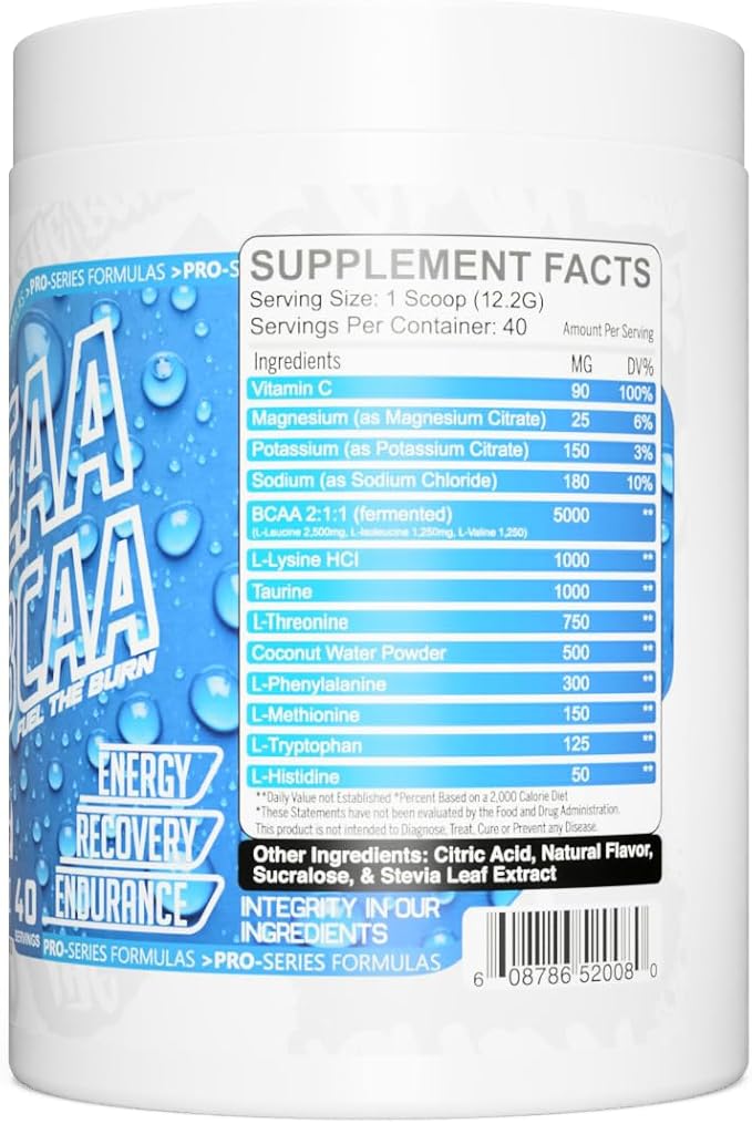 GMU SPORT - BCAA & EAA Hydration & Recovery Powder -Full Essential Amino Acids Profile Hydration Powder for Energy, Fast Recovery & Endurance - 40 Servings, Electrolyte Drink for Athletes (Blue Razz)