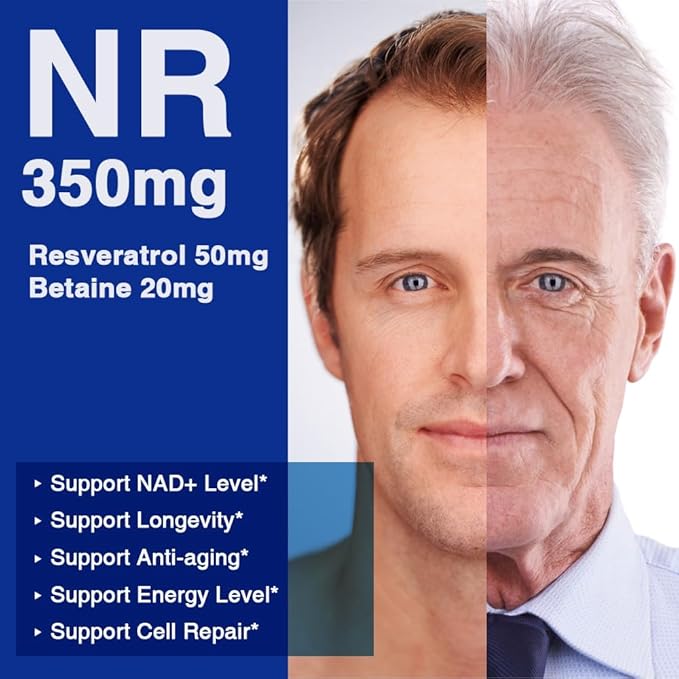 Lovita NR (Nicotinamide Riboside) 350 mg, NAD Supplement with Trans-Resveratrol and Betaine, Promote NAD Plus Levels, Healthy Aging, 30 Vegan Enteric-Coated Capsules