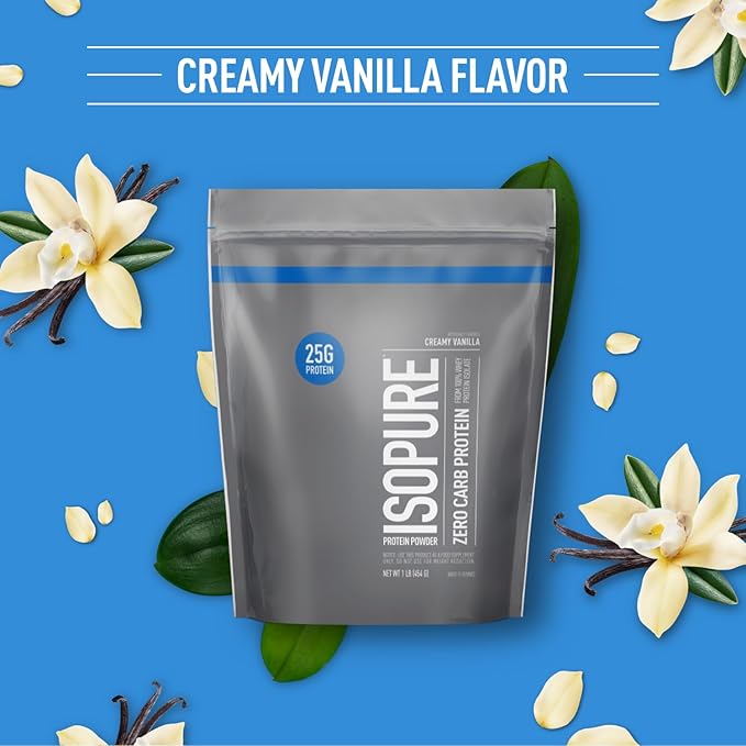 Isopure Creamy Vanilla Whey Isolate Protein Powder with Vitamin C & Zinc for Immune Support, 25g Protein, Zero Carb & Keto Friendly, 15 Servings, 1 Pound (Packaging May Vary)