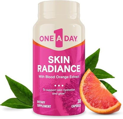 One A Day Skin Radiance, Skin Supplement to Support Skin Hydration & Glow with Blood Orange Extract & Collagen Health with Vitamin C & Vitamin E, 30 Capsules