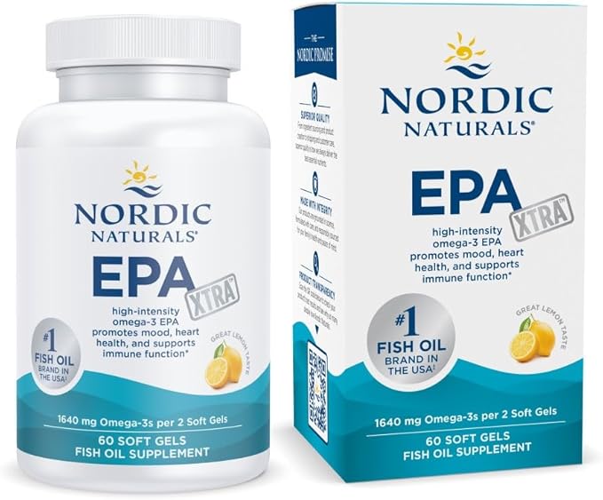 Nordic Naturals EPA Xtra, Lemon - 60 Soft Gels - 1640 mg Omega-3 - High-Intensity EPA Formula for Positive Mood, Heart Health & Healthy Immunity - Non-GMO - 30 Servings
