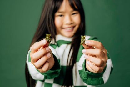 Gruns Kids Super Greens Gummies, Low Sugar - Superfood Gummy Bears with Spirulina, Chlorella & Prebiotics for Digestive Health - Adaptogens Supplement with 20 Vitamins & Minerals -1 Month Supply