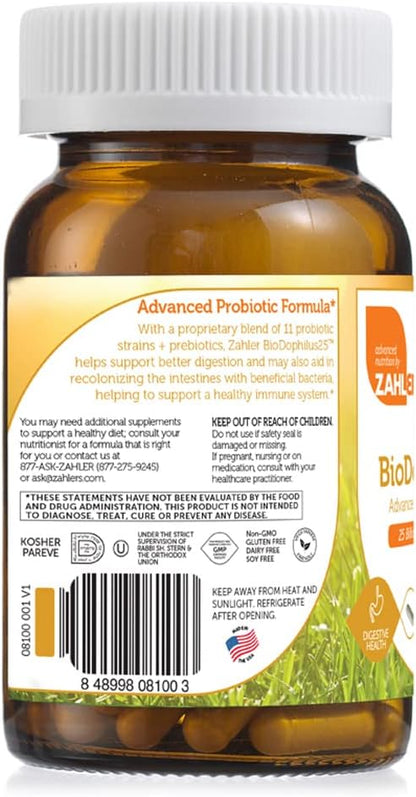 Zahler BioDophilus High Potency Probiotic Formula 25 Billion Live & Active CFUs - 120 Capsules