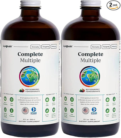 LIQUIDHEALTH 32 Oz Liquid Multivitamin for Adult Men & Women - Complete Multiple, Natural Immune Support, Non-GMO, Vegan, Gluten Free, Sugar Free, Prebiotic Fiber Vitamins Supplement (2-Pack)