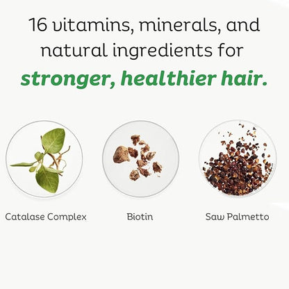 Gray Hair Rescind with Catalase - Antiaging Hair, Skin and Nails Vitamins, Pantothenic Acid, Folic Acid 400mcg, Biotin 300mcg, Saw Palmetto for Men and Women