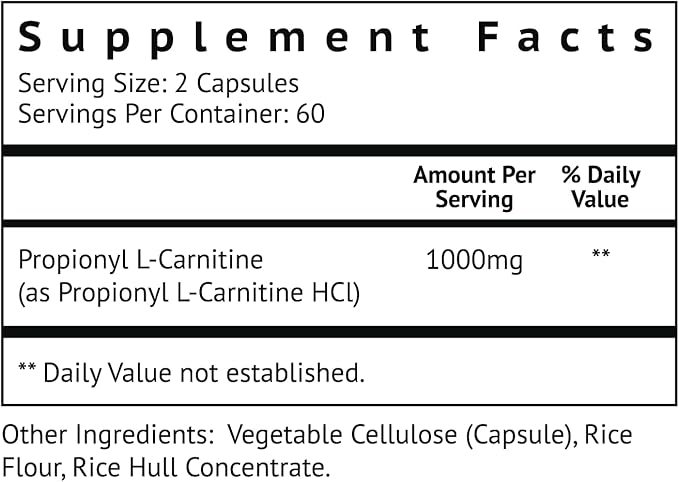 Biovy High Absorption Propionyl-L-Carnitine (PLCAR) No Artificial Fillers - Effective Propionyl L Carnitine HCL Supplement to Support Blood Circulation - 120 Capsules