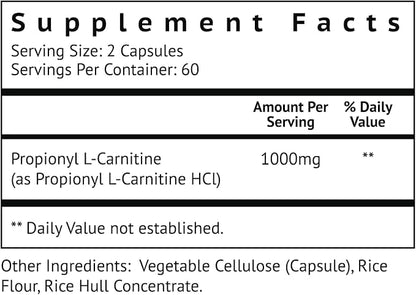 Biovy High Absorption Propionyl-L-Carnitine (PLCAR) No Artificial Fillers - Effective Propionyl L Carnitine HCL Supplement to Support Blood Circulation - 120 Capsules