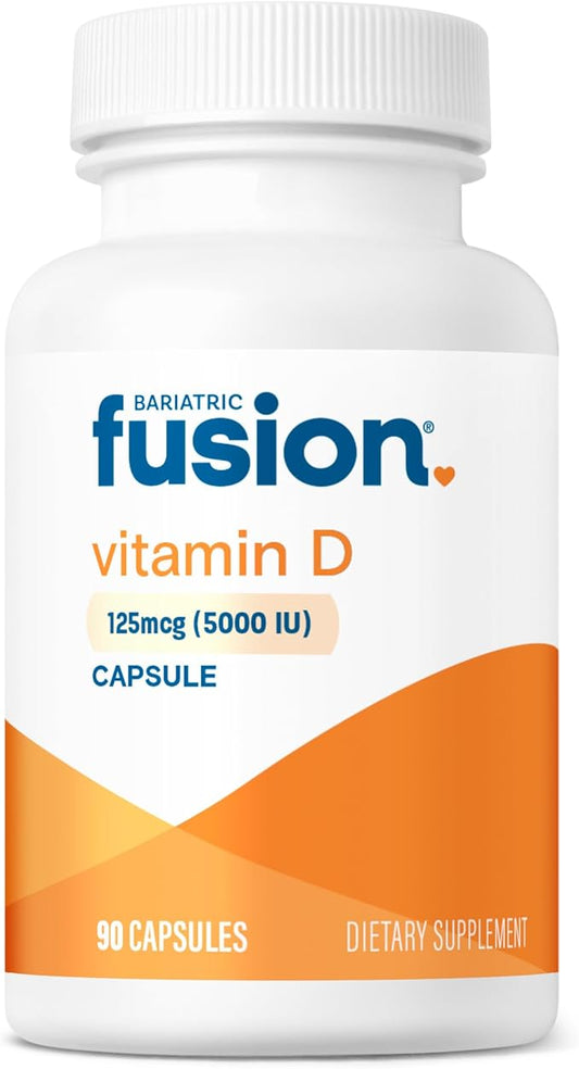 Bariatric Fusion Vitamin D3 5000 IU | Easy to Swallow Bariatric Vitamin D Capsule| One Per Day | Support Bone Strength and Calcium Absorption* | Post Bariatric Surgery | 90 Capsules